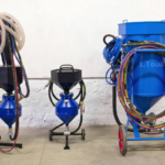 mobile pneumatic sandblast units of various sizes