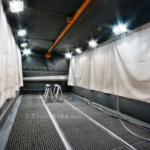 blasting room with tracks for a work car